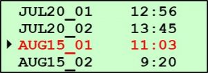 Printing Pine G2 Data - Data Files Screen