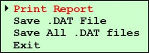 Printing Pine G2 Data - Test Data Submenu - Print Report