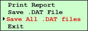 G2 Test Data Submenu - Select All DAT files