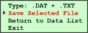 125X with Upgraded Controls Save DAT files Menu - Save Selected File