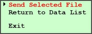 125X with Upgraded Controls Send Serial Data Menu - Send Selected File