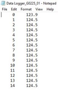 .DAT File Saved to Data Logger from Pine 125X with Original Controls